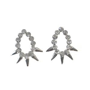 Spike Rhinestone Earrings in Silver Tone NWT Post
